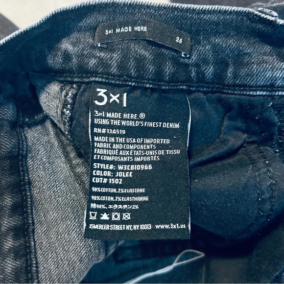 3x1 Made Here Faded Black W3 Cora Crop High Rise Jeans Jolee Wash size 26 - Picture 7 of 10